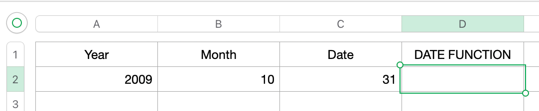 The conceptual example for the DATE Function in Apple Numbers