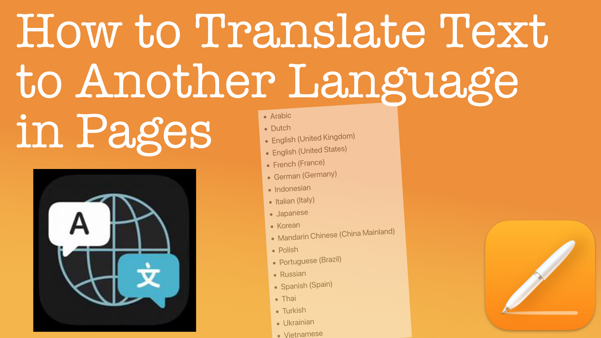 Translate Text in Pages to Another Language