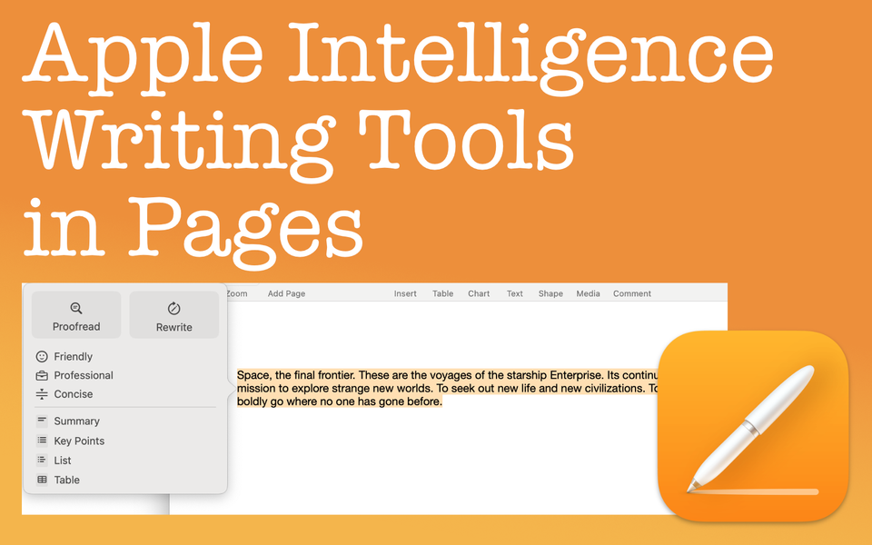 Apple Intelligence Writing Tools in Pages