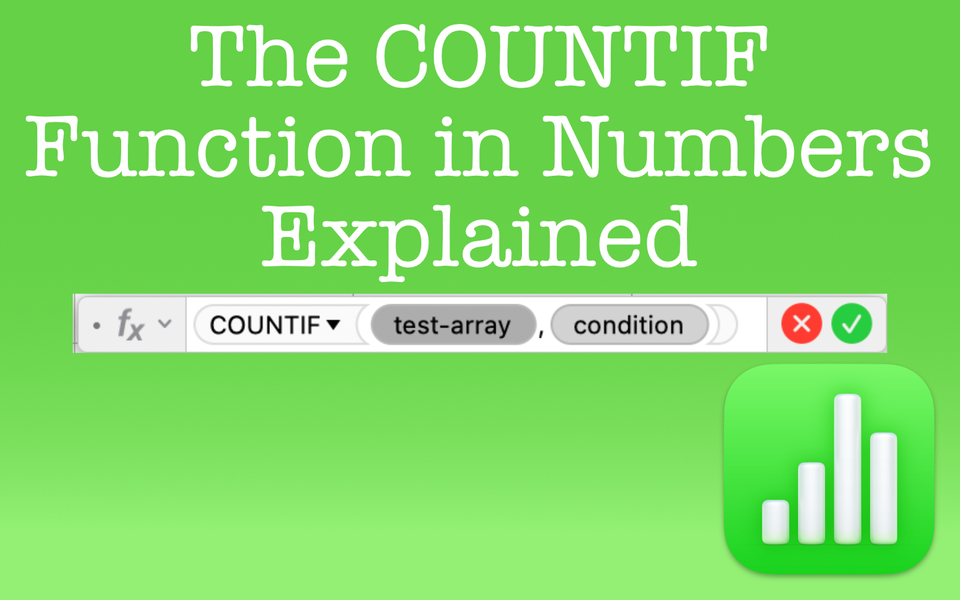 A description of the arguments within the COUNTIF function.